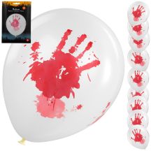 HALLOWEEN DECORATIVE BALLOON BLOODY HANDPRINT 10 PCS