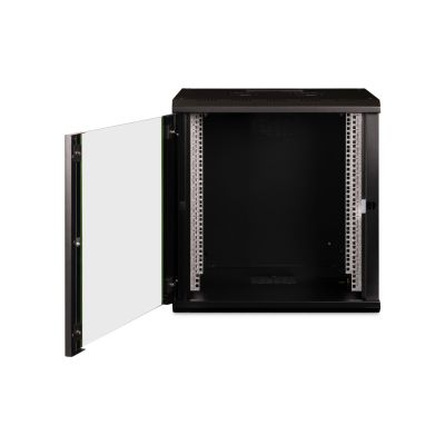 5. Unique 19" 12U wall-mounted network cabinet 600x450, glass door, black, undivided, assembled, 100kg