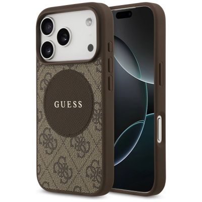 Guess 4G Circle Classic Logo MagSafe case for iPhone 17 Pro - brown