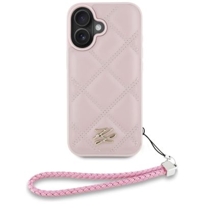 2. Karl Lagerfeld Quilted Initial Logo & Chain Strap iPhone 16 Case - Pink