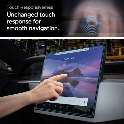 13. Spigen Glas.tR EZ Fit Tempered Glass for Tesla Model X 2022 / Model S 2021 - Black