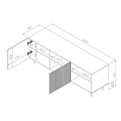 3. TV cabinet PAFOS 150x40x52 black matt