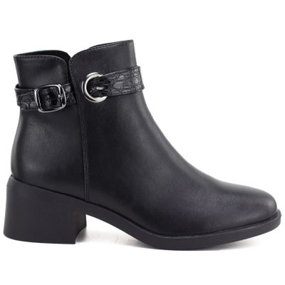 7. Women's leather ankle boots with insulated sole, black Sergio Leone BT-25-S