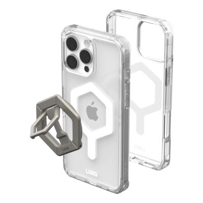 6. iPhone 16 Pro Max MagSafe-compatible protective case and Magnetic Ring Stand (ice-white/titanium)