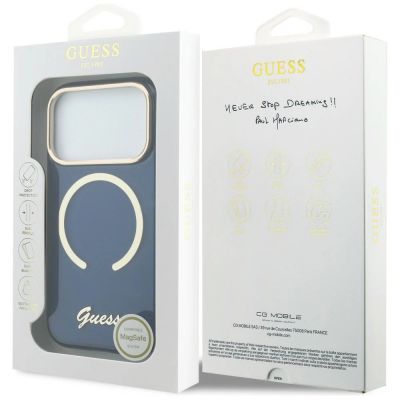 8. Guess IML Script Metal MagSafe Case for iPhone 17 Pro - Blue