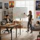 Ergo Office mobile dry-erase board, landscape orientation, white, single-sided, with shelf, board dimensions 1190x790mm, ER-306