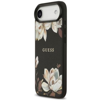 2. Guess Grained Flowers Classic Logo MagSafe case for iPhone Air - black
