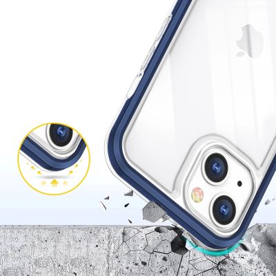 6. Clear 3in1 case for iPhone 13 mini gel cover with frame blue
