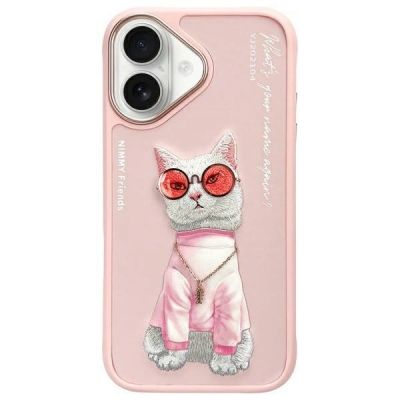 Nimmy Glasses Cool Cat iPhone 16 Case - Pink