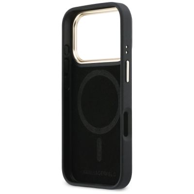 7. Karl Lagerfeld Croco KL Script Logo MagSafe Case for iPhone 17 Pro Max - Black