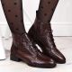 11. Filippo W PAW478B brown patent leather ankle boots with insulated crocodile skin