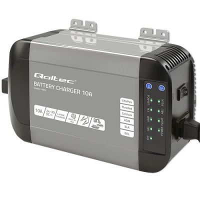 6. Qoltec Intelligent Monolith Charger for LiFePO4 AGM GEL SLA Batteries | 10A | 24V