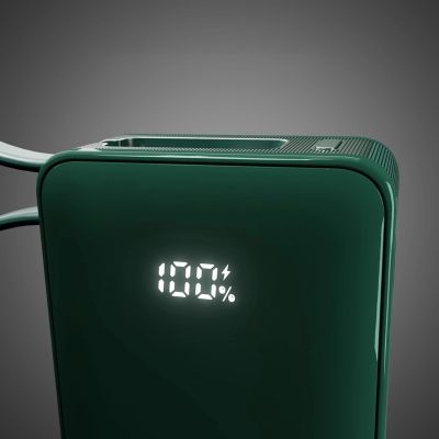 8. Powerbank SBS 10000 mAh 20W with built-in USB-C cable and digital display - green