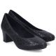 4. Women's leather pumps with a low heel, black Rieker 44650-05