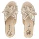 5. Women's leather wedge sandals with a flower, beige Filippo DK7636
