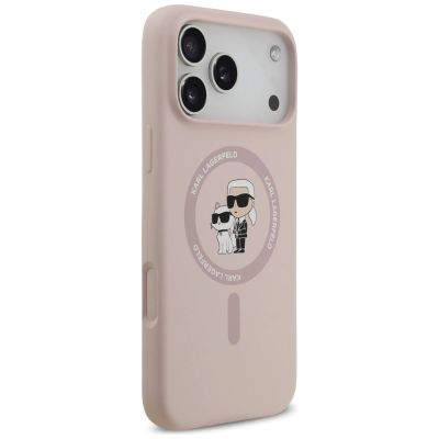 4. Karl Lagerfeld Silicone Karl&Choupette Ring MagSafe Case for iPhone 17 Pro Max - Pink