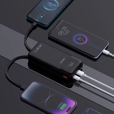 5. Dudao K15Pro Power Bank 20000mAh 22.5W PD USB-C / USB-A / Built-in Lightning and USB-C Cables - Black