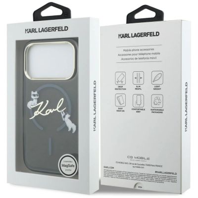8. Karl Lagerfeld IML Choupettes Karl Script Logo MagSafe Case for iPhone 17 Pro Max - Black