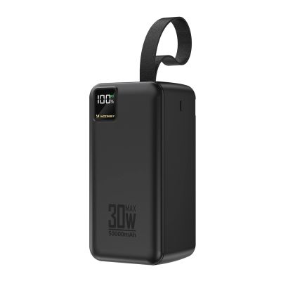 2. Powerbank Wozinsky W8-B 50000mAh 30W 2xUSB-A and 2xUSB-C and USB micro with flashlight - black