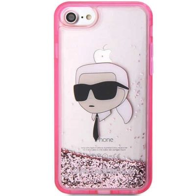 3. Karl Lagerfeld KLHCI8LNKHCP iPhone 7/8/ SE 2020/2022 pink/pink hardcase Glitter Karl Head