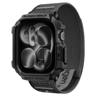 2. Spigen Rugged Armor case + Spigen Athlex Air band set for Apple Watch (46 mm) - black-grey