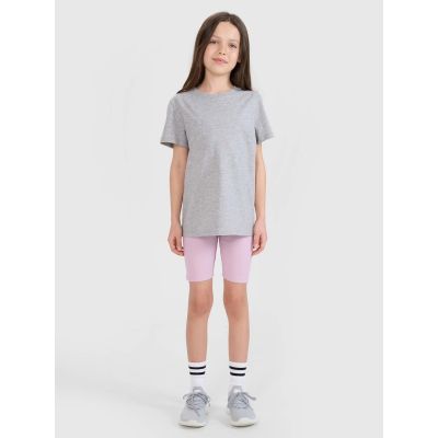 4. Regular plain girls' T-shirt 4F 4FJWSS25TTSHF2177-27M