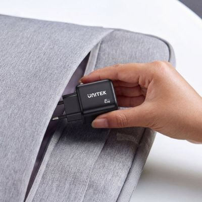 43. UNITEK 2X GAN 45W CHARGING UNIT, 2XUSB-C PD 3.0, QC, BLACK