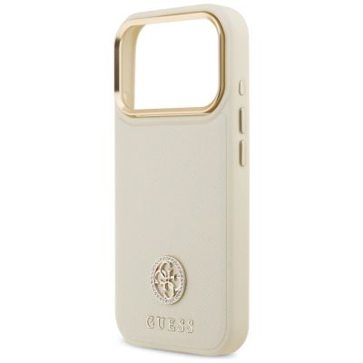6. Guess Grained Strass Logo MagSafe case for iPhone 17 Pro - beige