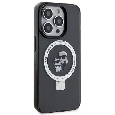 4. Karl Lagerfeld KLHMP15LHMRSKCK iPhone 15 Pro 6.1" black/black hardcase Ring Stand Karl&Choupette MagSafe