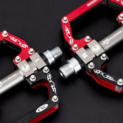 7. Rockbros 2010-12SBKR Aluminum Bicycle Pedals with Sealed Bearings - Black and Red