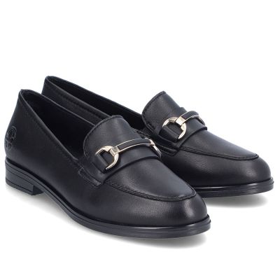 4. Women's leather moccasin shoes black Rieker 46262-01