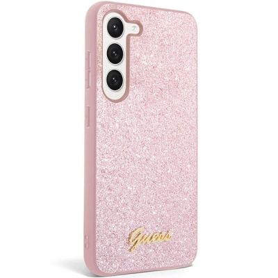 3. Guess Glitter Script Case for Samsung Galaxy S23+ - Pink