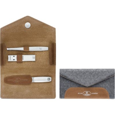 3. ZWILLING 97698-005-0 Twinox Travel Manicure Set – Gray Felt Case, 3 Pieces