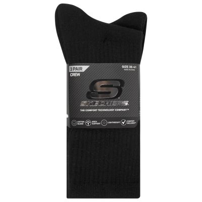 2. Skechers 3pk Unisex Non Terry Crew S601102-001 Black 43-46
