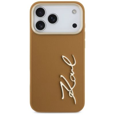 3. Karl Lagerfeld Karl Script Logo Case for iPhone 17 Pro Max - Brown
