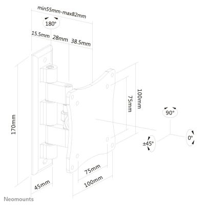 3. NEWSTAR FPMA-W810BLACK monitor wall mount (Swivel, wall, tiltable; 10" - 27"; max. 12kg)