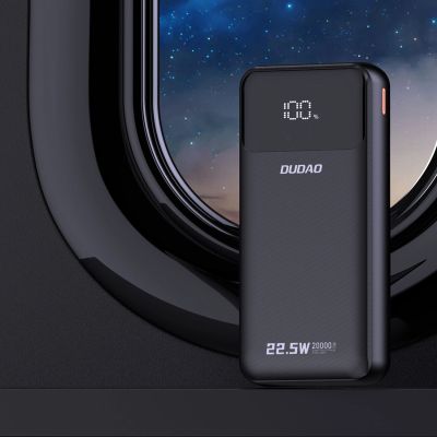 6. Dudao K15Pro Power Bank 20000mAh 22.5W PD USB-C / USB-A / Built-in Lightning and USB-C Cables - Black