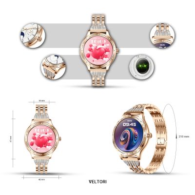 17. VELTORI VT350-1 Women's Smartwatch Rose Gold Bracelet