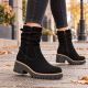 9. Women's leather ankle boots, ruffled, black, Filippo DBT6402