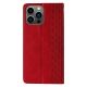 6. Magnet Strap Case iPhone 14 Pro Case with Flip Wallet Mini Lanyard Stand Red