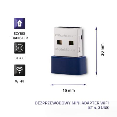 4. QOLTEC WI-FI ADAPTER WIRELESS N STANDARD | BT 4.0 USB