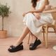 7. Women's leather wedge sandals, black, Filippo DS7577