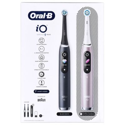 3. Braun Oral-B iO 9N Electric Toothbrush Set DUO BLACK ONYX & ROSE QUARTZ