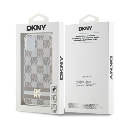 8. DKNY IML Checkered Mono Pattern & Printed Stripes MagSafe case for iPhone 11 / Xr - beige