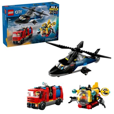 LEGO CITY 60462 Helicopter, Fire Truck and Submarine Set