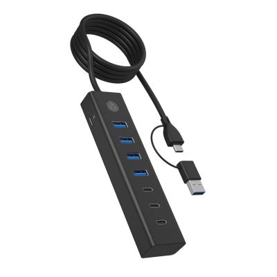 ICY BOX IB-HUB1737-C3 USB 3.2 Gen 1 (3.1 Gen 1) Type-C 5000 Mbit/s Black
