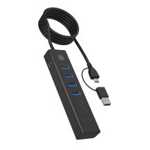ICY BOX IB-HUB1737-C3 USB 3.2 Gen 1 (3.1 Gen 1) Type-C 5000 Mbit/s Black