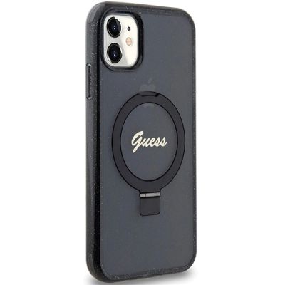 4. Guess Ring Stand Script Glitter MagSafe case for iPhone 11 / Xr - black