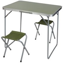 FOLDABLE CAMPING TABLE 80X60X70CM AND 2 CHAIRS GREEN