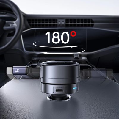 15. Baseus PrimeTrip VR1 60W USB-A USB-C Car Charger with Retractable USB-C Cable - Black